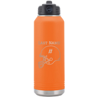 Personalized orange 32 oz vacuum insulated water bottle with 'Football Helmet 2' design