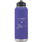 Personalized purple 32 oz vacuum insulated water bottle with 'Football Helmet 2' design