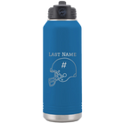 Personalized royal blue 32 oz vacuum insulated water bottle with 'Football Helmet 2' design