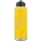 Personalized yellow 32 oz vacuum insulated water bottle with 'Football Helmet 2' design