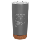 Personalized storm gray 20 oz vacuum insulated tumbler with 'Football Helmet 2' design