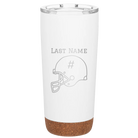 Personalized white 20 oz vacuum insulated tumbler with 'Football Helmet 2' design