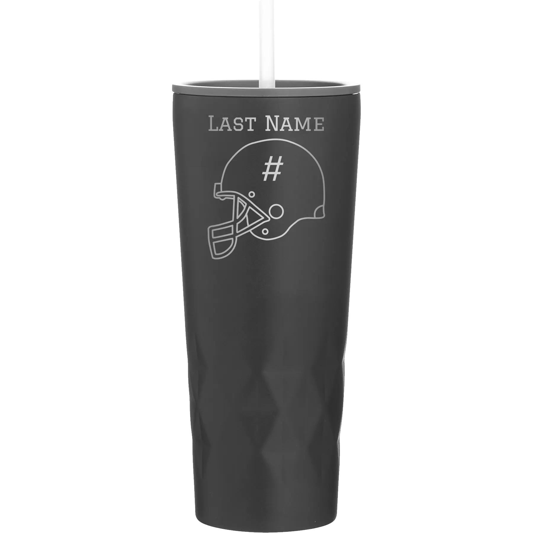 Personalized black 20 oz vacuum insulated tumbler with 'Football Helmet 2' design
