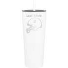 Personalized white 20 oz vacuum insulated tumbler with 'Football Helmet 2' design