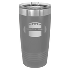 Personalized dark gray 20 oz vacuum insulated tumbler with 'Football' design