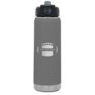 Personalized dark gray 20 oz vacuum insulated water bottle with 'Football' design