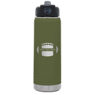 Personalized olive green 20 oz vacuum insulated water bottle with 'Football' design