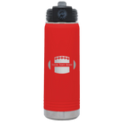 Personalized red 20 oz vacuum insulated water bottle with 'Football' design