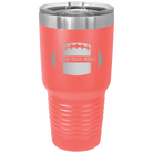 Personalized coral 30 oz vacuum insulated tumbler with 'Football' design