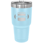 Personalized light blue 30 oz vacuum insulated tumbler with 'Football' design