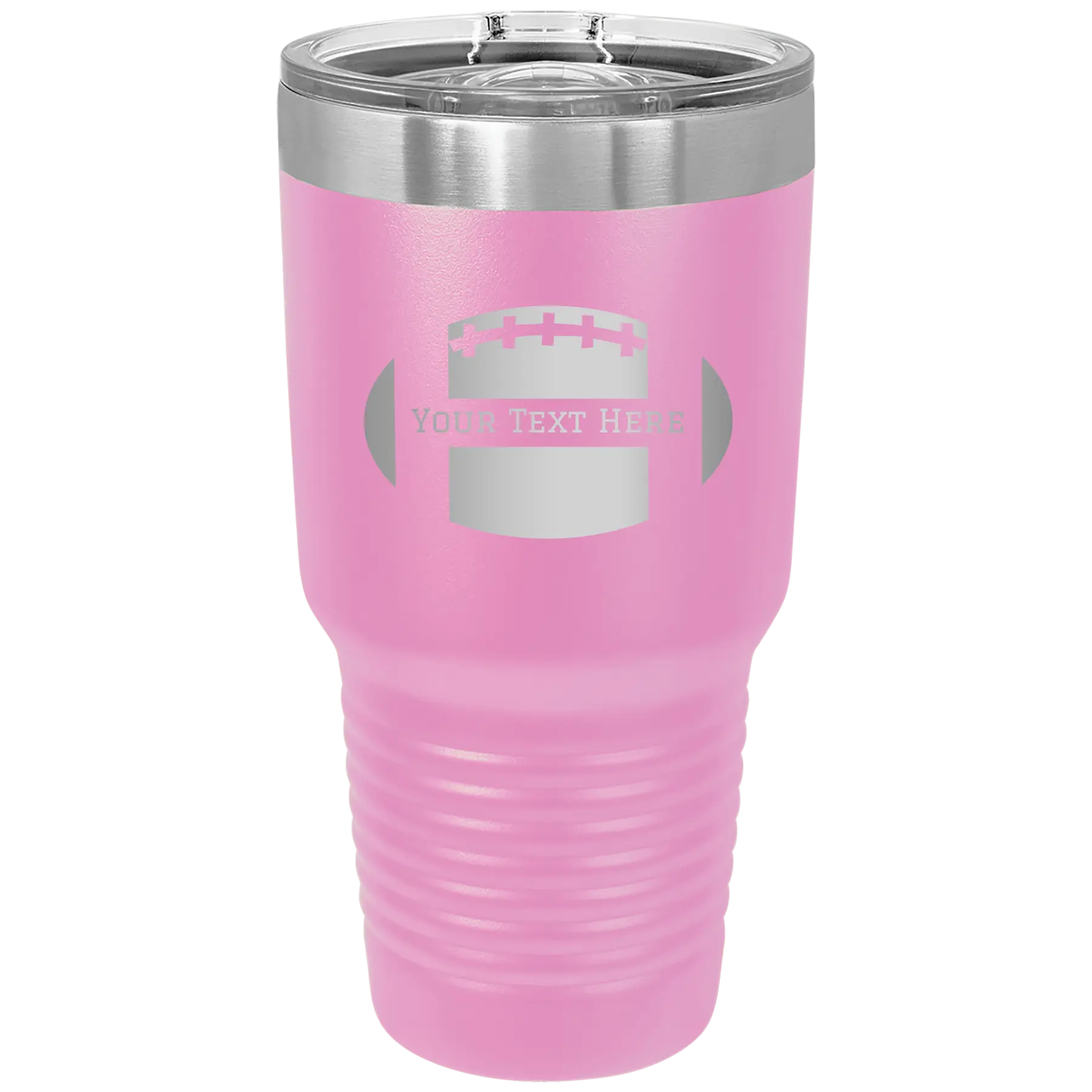 Personalized light purple 30 oz vacuum insulated tumbler with 'Football' design
