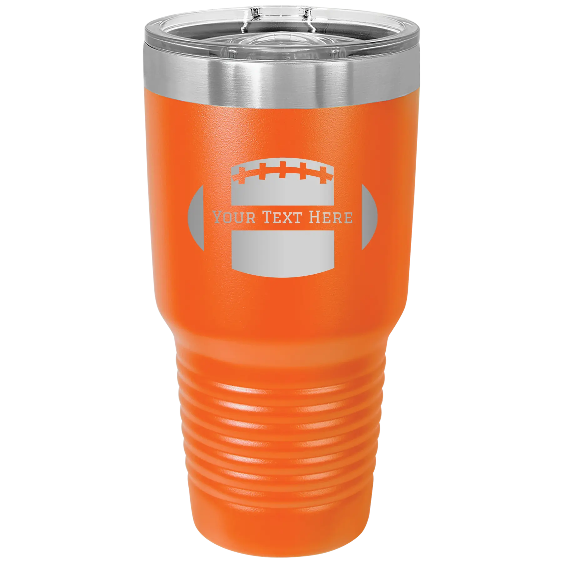 Personalized orange 30 oz vacuum insulated tumbler with 'Football' design