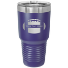 Personalized purple 30 oz vacuum insulated tumbler with 'Football' design