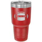 Personalized red 30 oz vacuum insulated tumbler with 'Football' design