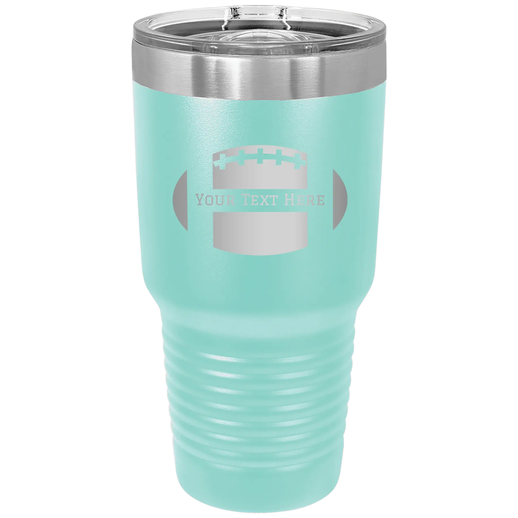 Personalized teal 30 oz vacuum insulated tumbler with 'Football' design