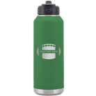 Personalized green 32 oz vacuum insulated water bottle with 'Football' design
