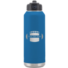 Personalized royal blue 32 oz vacuum insulated water bottle with 'Football' design