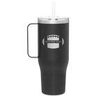 Personalized black 40 oz vacuum insulated tumbler mug with 'Football' design