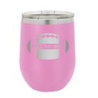 Personalized light purple 12 oz vacuum insulated wine cup with 'Football' design