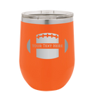 Personalized orange 12 oz vacuum insulated wine cup with 'Football' design