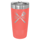 Personalized coral 20 oz vacuum insulated tumbler with 'Grill' design