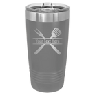 Personalized dark gray 20 oz vacuum insulated tumbler with 'Grill' design