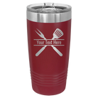 Personalized maroon 20 oz vacuum insulated tumbler with 'Grill' design