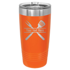 Personalized orange 20 oz vacuum insulated tumbler with 'Grill' design
