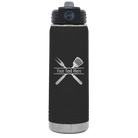 Personalized black 20 oz vacuum insulated water bottle with 'Grill' design