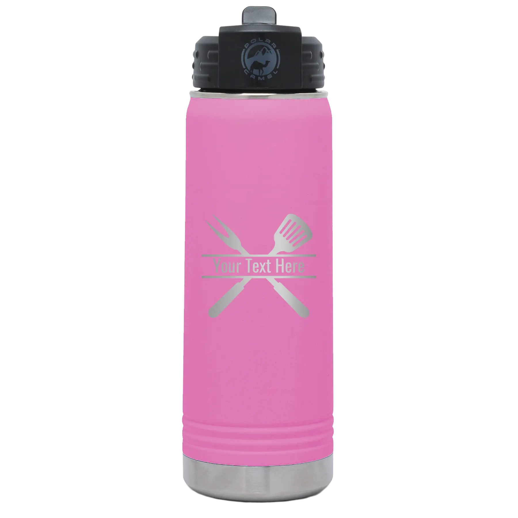 Personalized light purple 20 oz vacuum insulated water bottle with 'Grill' design
