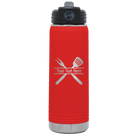 Personalized red 20 oz vacuum insulated water bottle with 'Grill' design