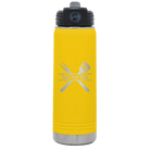 Personalized yellow 20 oz vacuum insulated water bottle with 'Grill' design