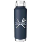 Personalized navy 24 oz vacuum insulated water bottle with 'Grill' design