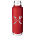 Personalized red 24 oz vacuum insulated water bottle with 'Grill' design