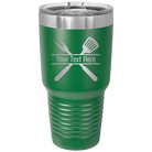 Personalized green 30 oz vacuum insulated tumbler with 'Grill' design