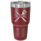 Personalized maroon 30 oz vacuum insulated tumbler with 'Grill' design