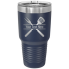 Personalized navy 30 oz vacuum insulated tumbler with 'Grill' design
