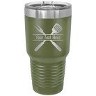 Personalized olive green 30 oz vacuum insulated tumbler with 'Grill' design