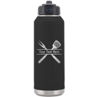 Personalized black 32 oz vacuum insulated water bottle with 'Grill' design