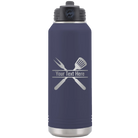 Personalized navy 32 oz vacuum insulated water bottle with 'Grill' design