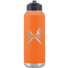Personalized orange 32 oz vacuum insulated water bottle with 'Grill' design