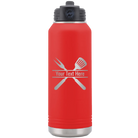 Personalized red 32 oz vacuum insulated water bottle with 'Grill' design