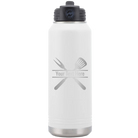 Personalized white 32 oz vacuum insulated water bottle with 'Grill' design