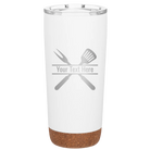 Personalized white 20 oz vacuum insulated tumbler with 'Grill' design