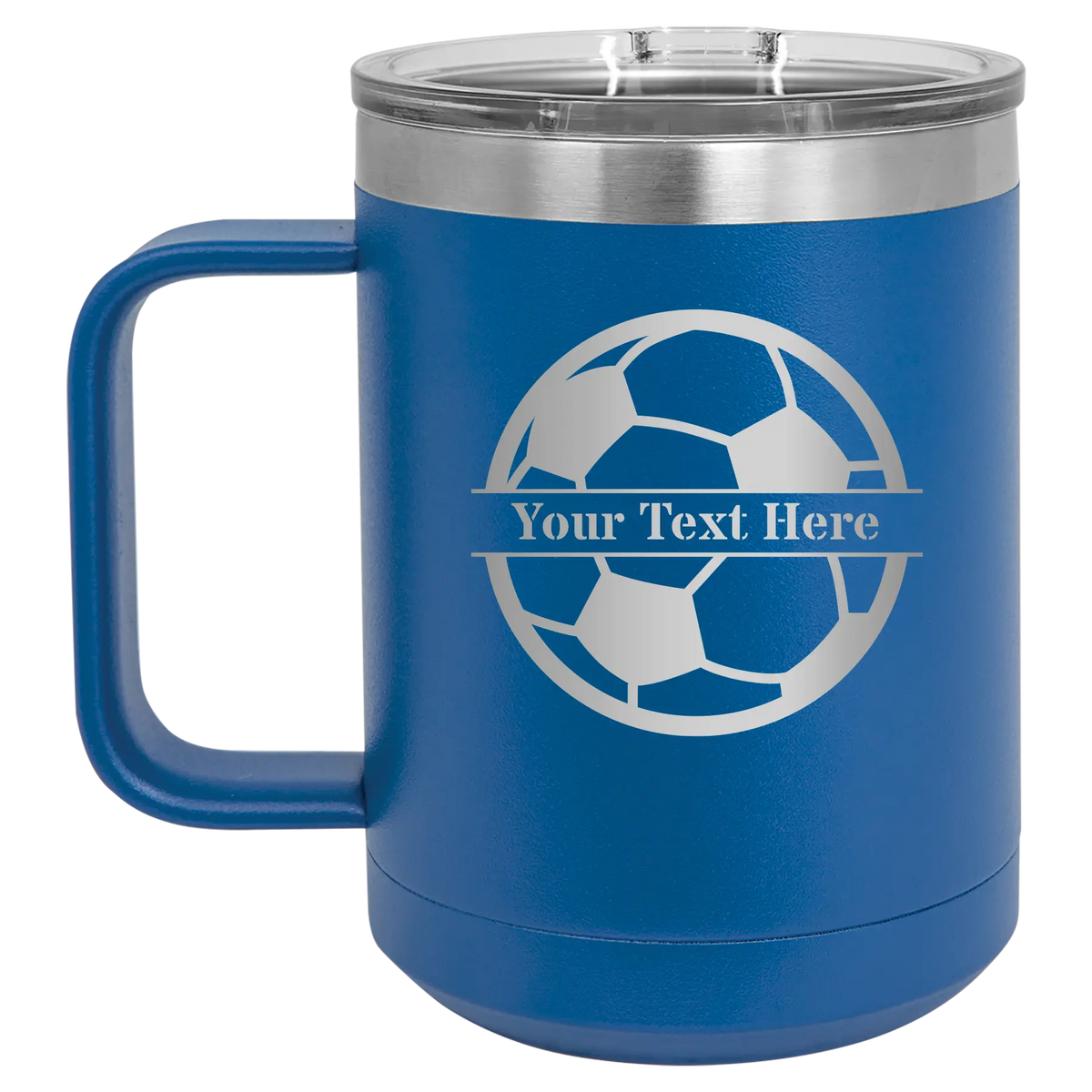 Personalized Soccer Ball 15 oz Mug - Royal Blue | Iconic Imprint