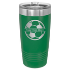 Personalized green 20 oz vacuum insulated tumbler with 'Soccer Ball' design