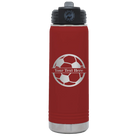 Personalized maroon 20 oz vacuum insulated water bottle with 'Soccer Ball' design