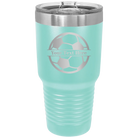 Personalized teal 30 oz vacuum insulated tumbler with 'Soccer Ball' design