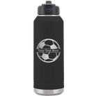 Personalized black 32 oz vacuum insulated water bottle with 'Soccer Ball' design