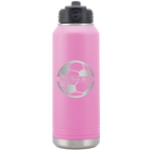 Personalized light purple 32 oz vacuum insulated water bottle with 'Soccer Ball' design